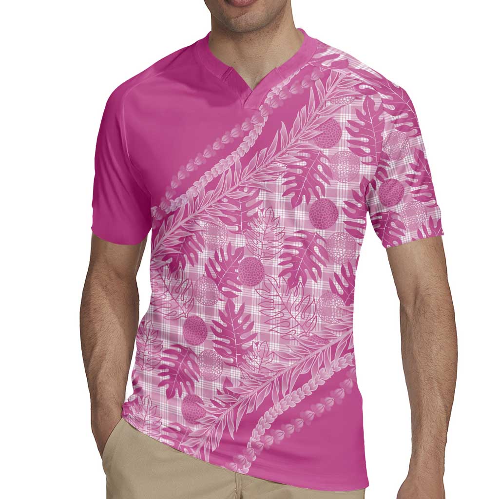 Hawaii Breadfruit Palaka Rugby Jersey Omaomao Ulaula Maile Lei - Polynesian Pride