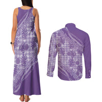Hawaii Breadfruit Palaka Couples Matching Tank Maxi Dress and Long Sleeve Button Shirt Poni Maile Lei LT9 - Polynesian Pride
