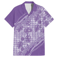 Hawaii Breadfruit Palaka Family Matching Off Shoulder Maxi Dress and Hawaiian Shirt Poni Maile Lei LT9 Dad's Shirt - Short Sleeve Purple - Polynesian Pride