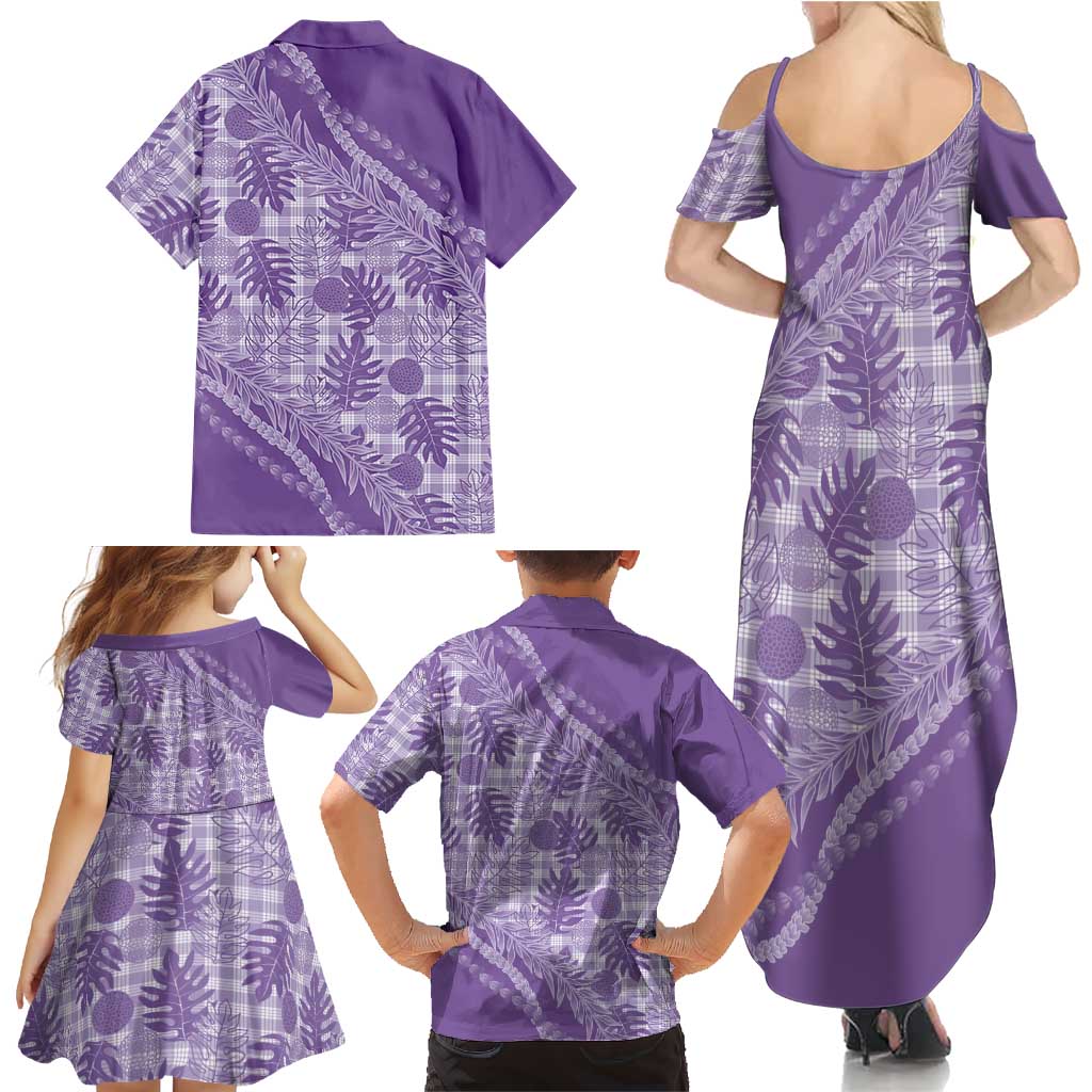 Hawaii Breadfruit Palaka Family Matching Summer Maxi Dress and Hawaiian Shirt Poni Maile Lei LT9 - Polynesian Pride