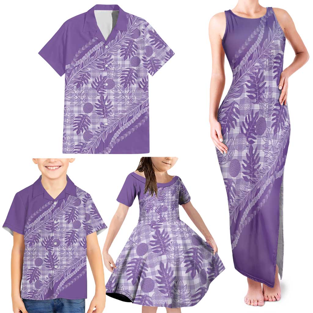 Hawaii Breadfruit Palaka Family Matching Tank Maxi Dress and Hawaiian Shirt Poni Maile Lei LT9 - Polynesian Pride