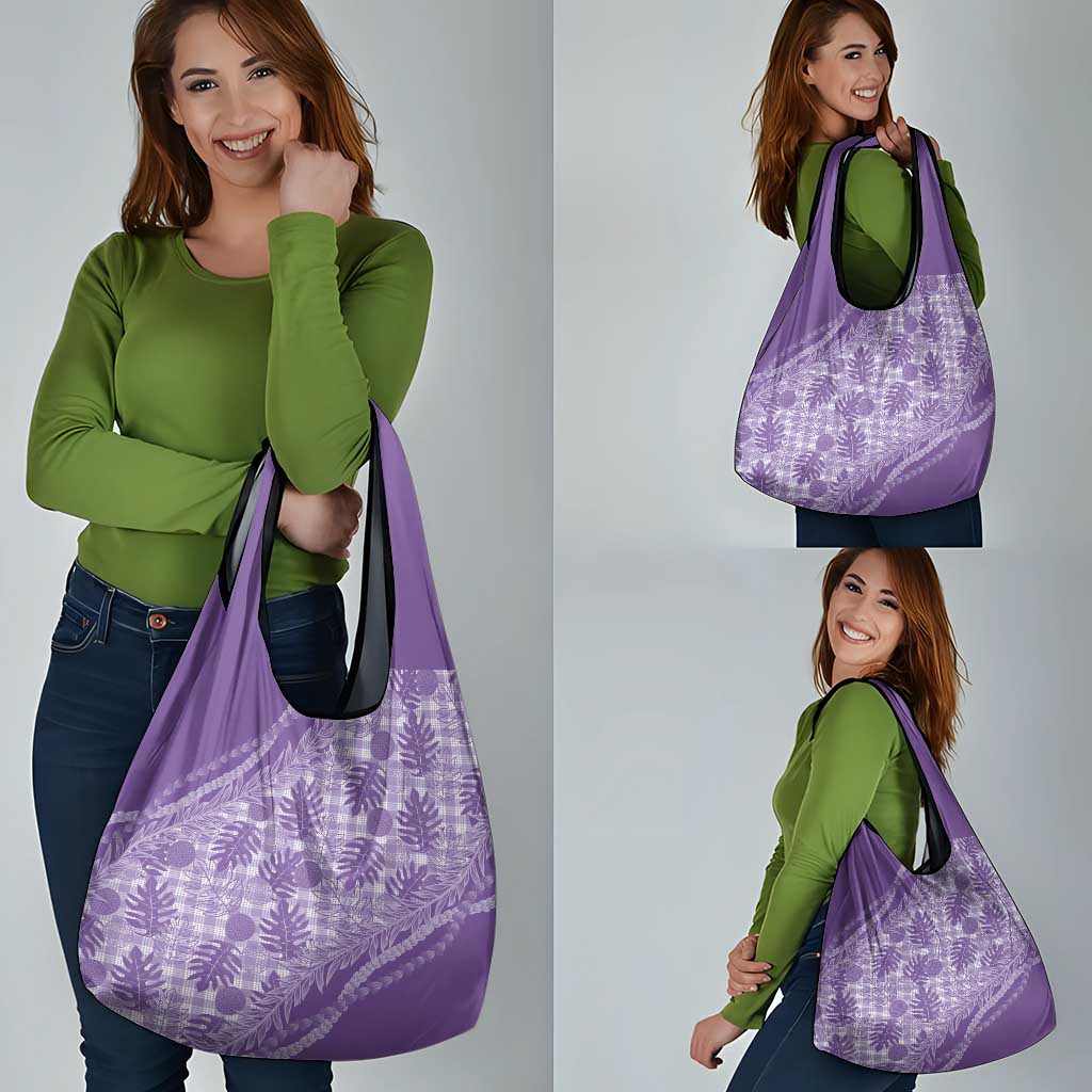 Hawaii Breadfruit Palaka Grocery Bag Poni Maile Lei - Polynesian Pride