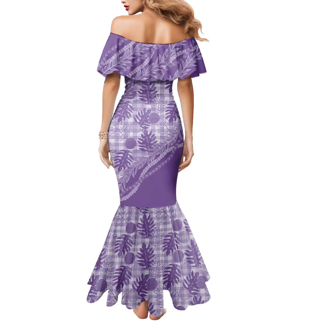Hawaii Breadfruit Palaka Mermaid Dress Poni Maile Lei - Polynesian Pride