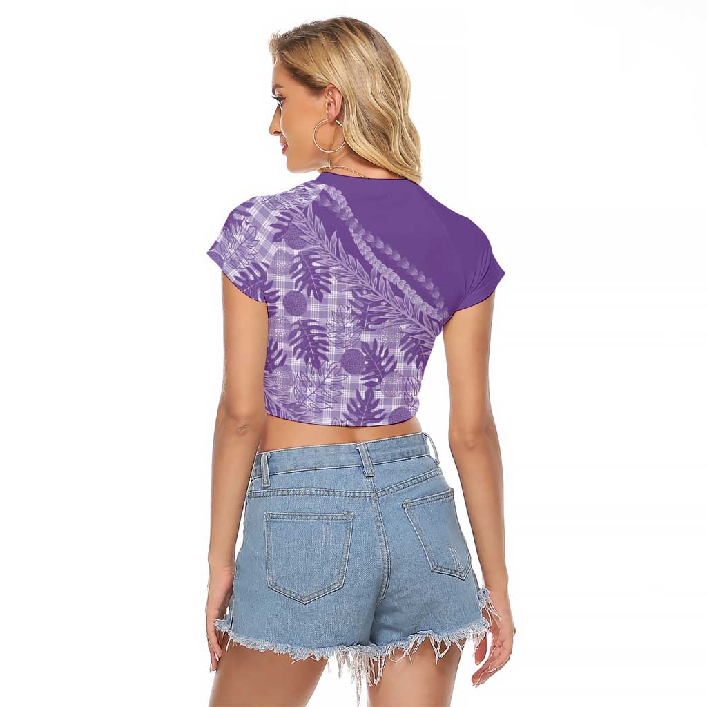 Hawaii Breadfruit Palaka Raglan Cropped T Shirt Poni Maile Lei LT9 - Polynesian Pride