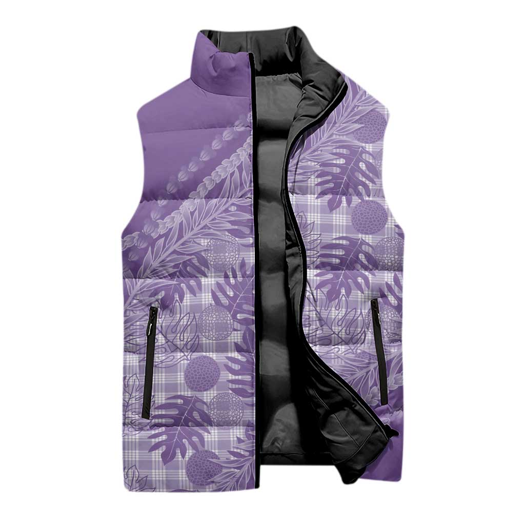 Hawaii Breadfruit Palaka Sleeveless Puffer Jacket Poni Maile Lei - Polynesian Pride