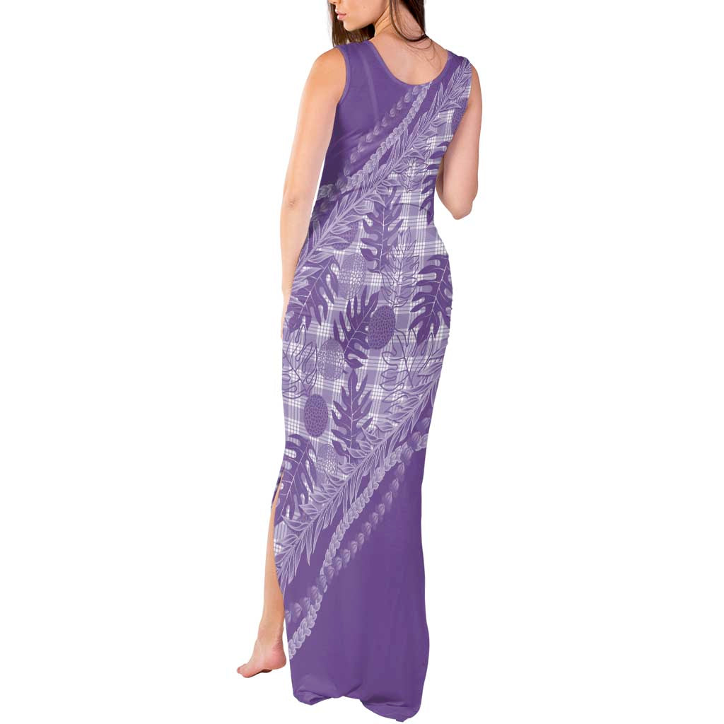 Hawaii Breadfruit Palaka Tank Maxi Dress Poni Maile Lei - Polynesian Pride