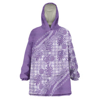 Hawaii Breadfruit Palaka Wearable Blanket Hoodie Poni Maile Lei LT9 One Size Purple - Polynesian Pride