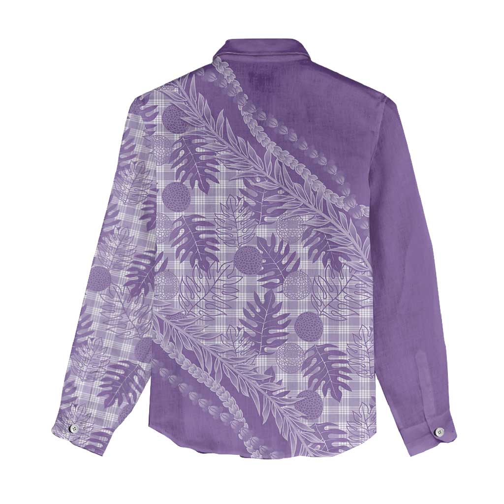 Hawaii Breadfruit Palaka Women Casual Shirt Poni Maile Lei - Polynesian Pride