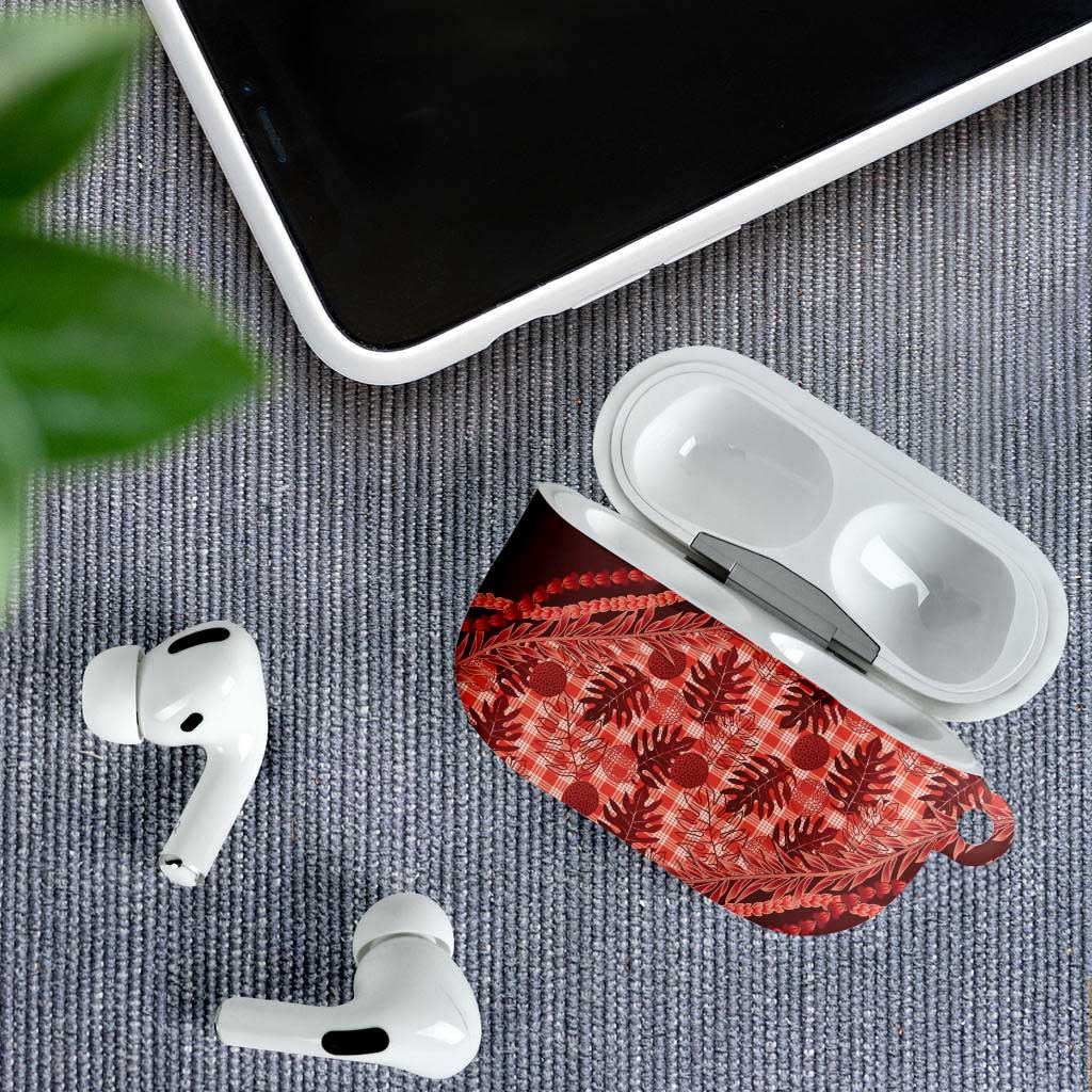 Hawaii Breadfruit Palaka AirPods Case Ulaula Maile Lei - Polynesian Pride
