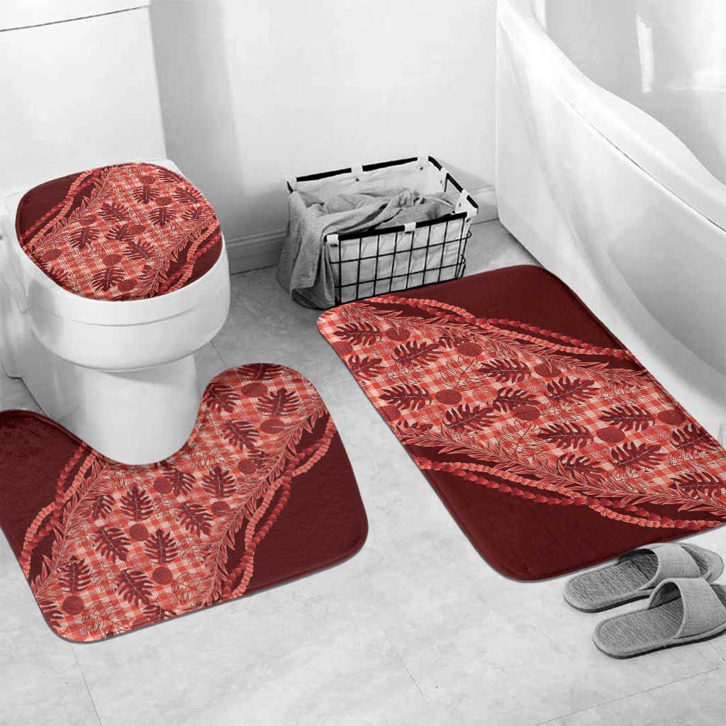 Hawaii Breadfruit Palaka Bathroom Set Ulaula Maile Lei - Polynesian Pride