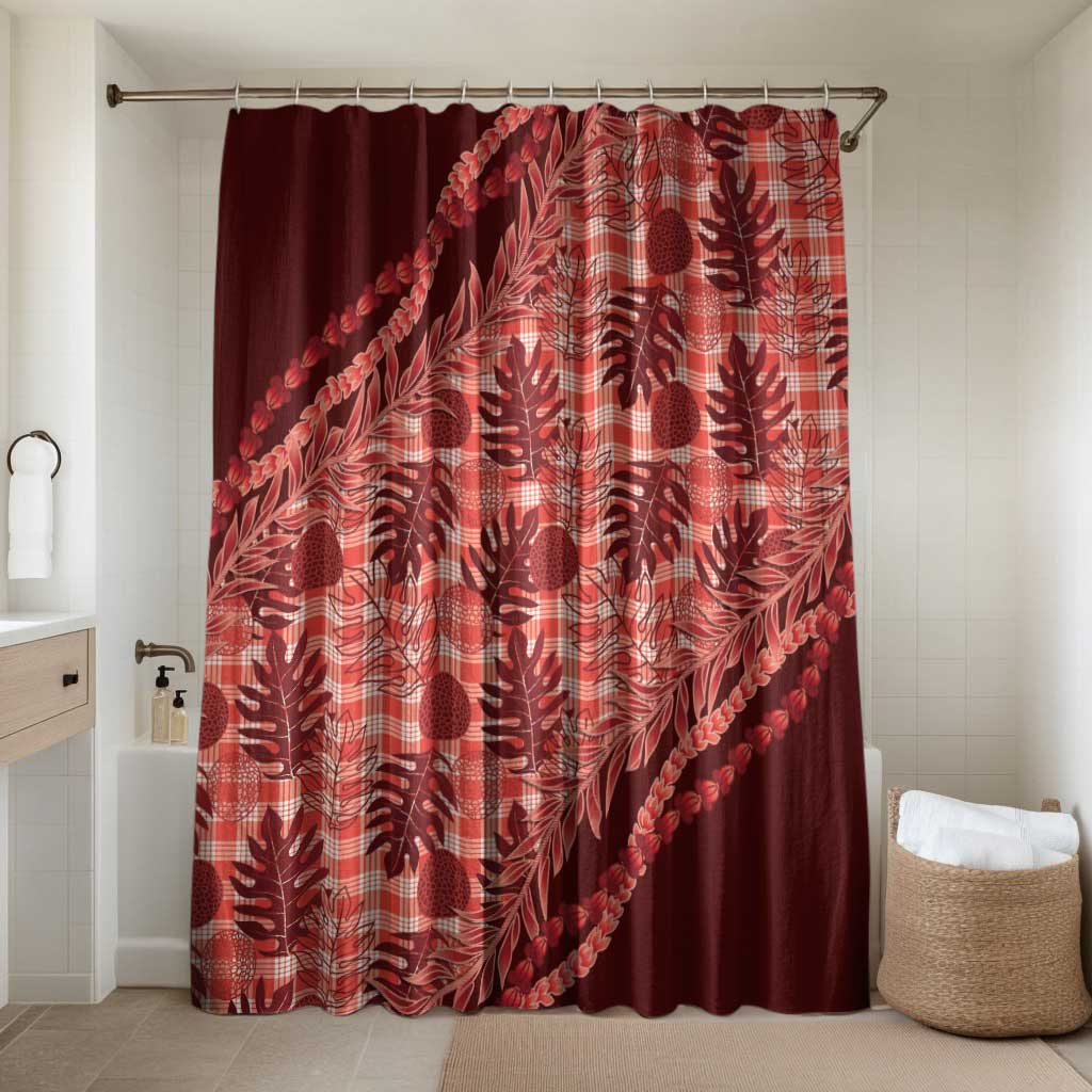 Hawaii Breadfruit Palaka Bathroom Set Ulaula Maile Lei - Polynesian Pride