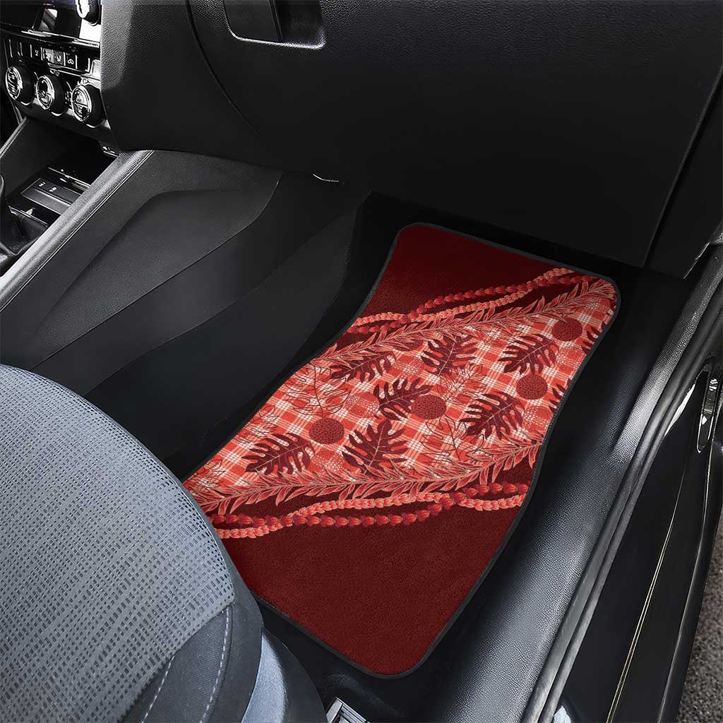 Hawaii Breadfruit Palaka Car Mats Ulaula Maile Lei - Polynesian Pride