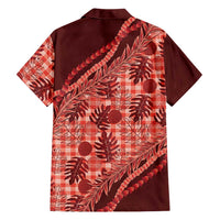 Hawaii Breadfruit Palaka Family Matching Off The Shoulder Long Sleeve Dress and Hawaiian Shirt Ulaula Maile Lei LT9 - Polynesian Pride