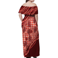 Hawaii Breadfruit Palaka Family Matching Off Shoulder Maxi Dress and Hawaiian Shirt Ulaula Maile Lei LT9 - Polynesian Pride