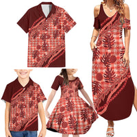 Hawaii Breadfruit Palaka Family Matching Summer Maxi Dress and Hawaiian Shirt Ulaula Maile Lei LT9 - Polynesian Pride