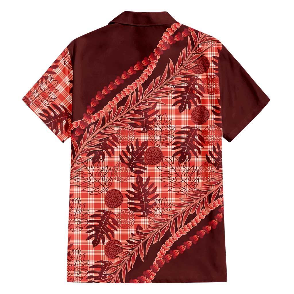 Hawaii Breadfruit Palaka Family Matching Summer Maxi Dress and Hawaiian Shirt Ulaula Maile Lei LT9 - Polynesian Pride