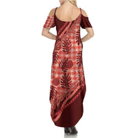 Hawaii Breadfruit Palaka Family Matching Summer Maxi Dress and Hawaiian Shirt Ulaula Maile Lei LT9 - Polynesian Pride
