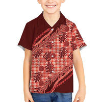 Hawaii Breadfruit Palaka Family Matching Tank Maxi Dress and Hawaiian Shirt Ulaula Maile Lei LT9 Son's Shirt Red - Polynesian Pride