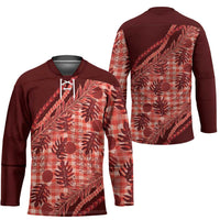 Hawaii Breadfruit Palaka Hockey Jersey Ulaula Maile Lei - Polynesian Pride
