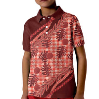 Hawaii Breadfruit Palaka Kid Polo Shirt Ulaula Maile Lei - Polynesian Pride