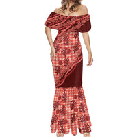 Hawaii Breadfruit Palaka Mermaid Dress Ulaula Maile Lei LT9 - Polynesian Pride
