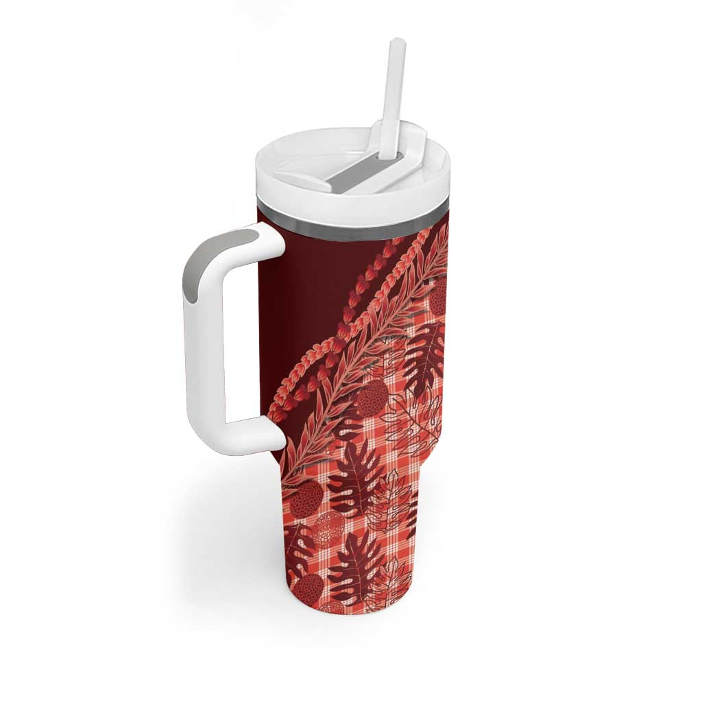 Hawaii Breadfruit Palaka Tumbler With Handle Ulaula Maile Lei - Polynesian Pride