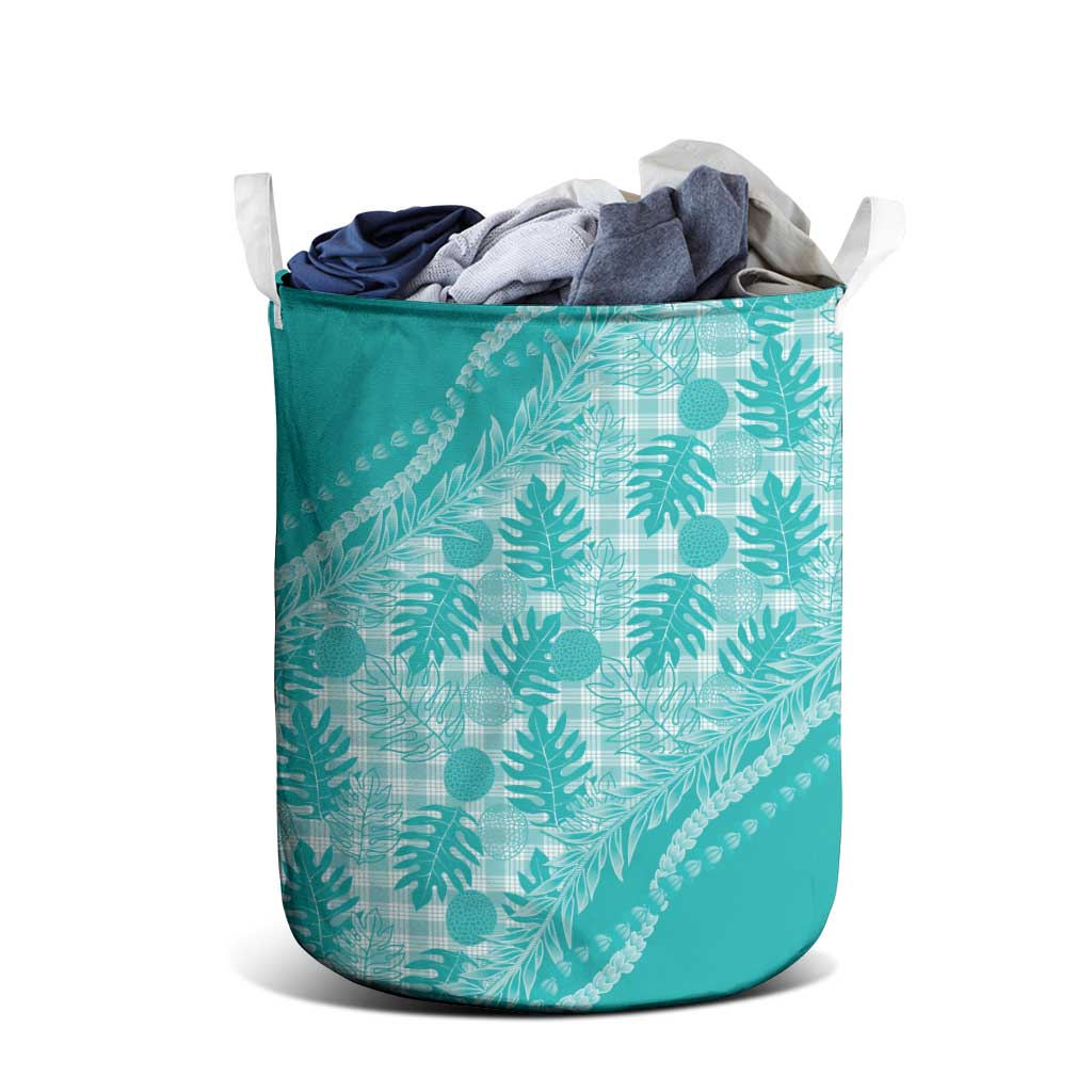 Hawaii Breadfruit Palaka Laundry Basket Polu Opal Maile Lei - Polynesian Pride