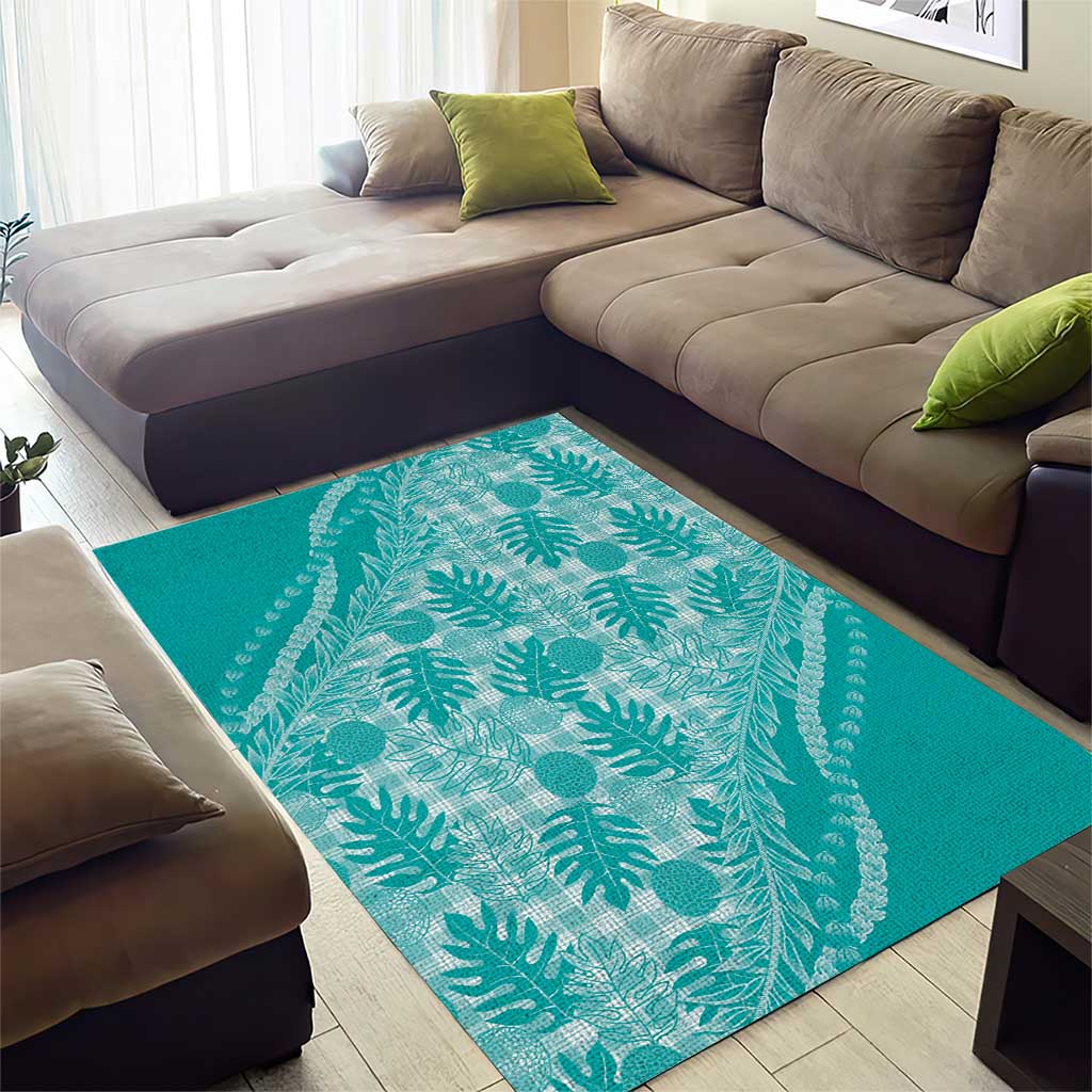 Hawaii Breadfruit Palaka Area Rug Polu Opal Maile Lei - Polynesian Pride