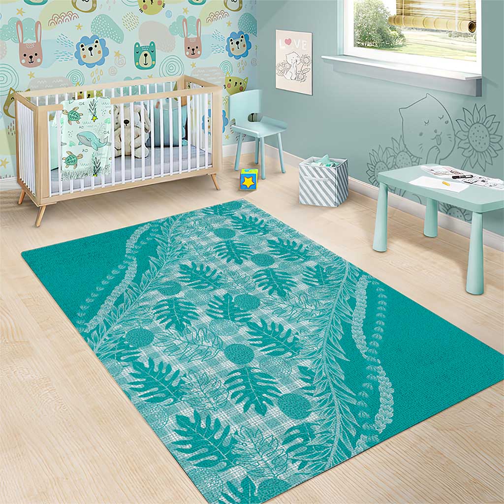 Hawaii Breadfruit Palaka Area Rug Polu Opal Maile Lei - Polynesian Pride