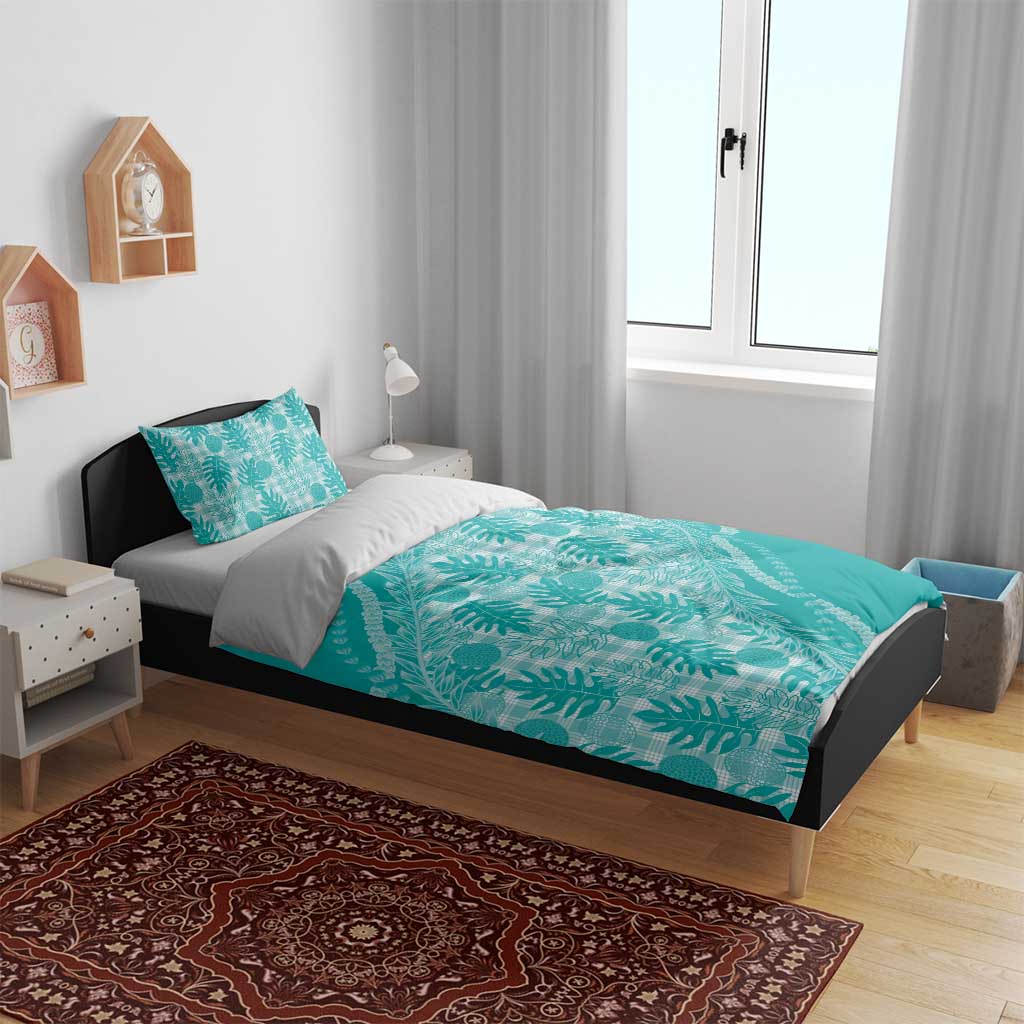 Hawaii Breadfruit Palaka Bedding Set Polu Opal Maile Lei - Polynesian Pride