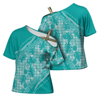 Hawaii Breadfruit Palaka Cross Shoulder Shirt Polu Opal Maile Lei - Polynesian Pride