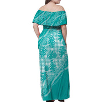 Hawaii Breadfruit Palaka Family Matching Off Shoulder Maxi Dress and Hawaiian Shirt Polu Opal Maile Lei LT9 - Polynesian Pride