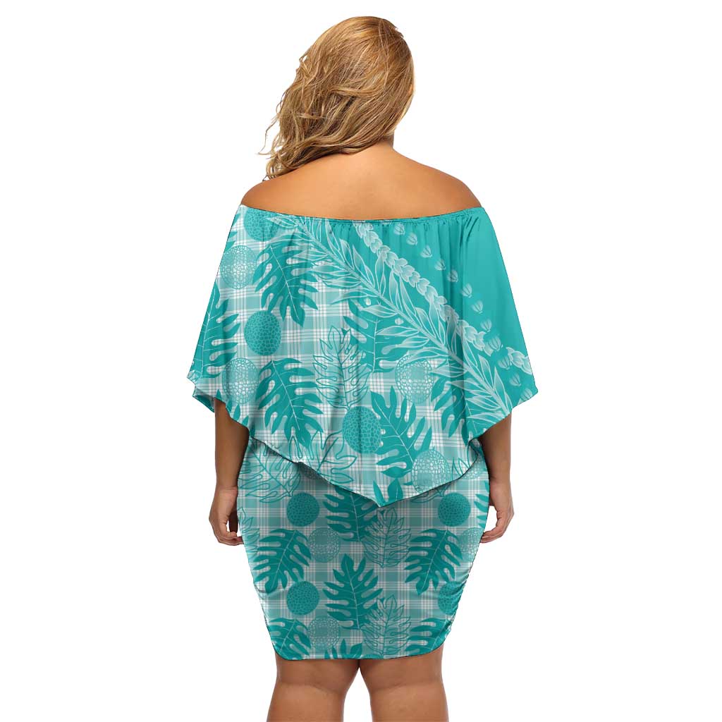 Hawaii Breadfruit Palaka Family Matching Off Shoulder Short Dress and Hawaiian Shirt Polu Opal Maile Lei LT9 - Polynesian Pride