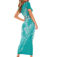 Hawaii Breadfruit Palaka Family Matching Short Sleeve Bodycon Dress and Hawaiian Shirt Polu Opal Maile Lei LT9 - Polynesian Pride