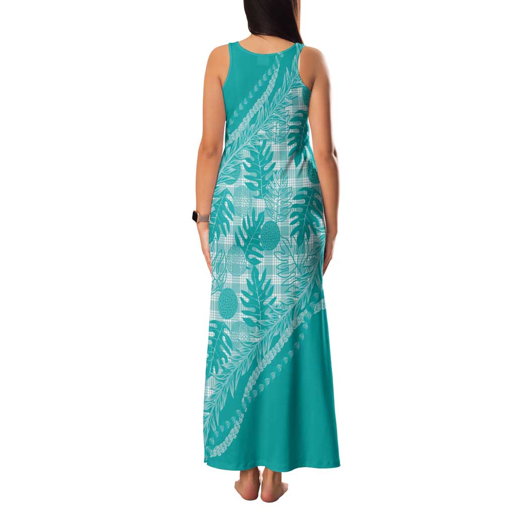 Hawaii Breadfruit Palaka Family Matching Tank Maxi Dress and Hawaiian Shirt Polu Opal Maile Lei LT9 - Polynesian Pride