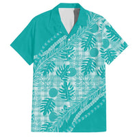 Hawaii Breadfruit Palaka Hawaiian Shirt Polu Opal Maile Lei LT9 Turquoise - Polynesian Pride