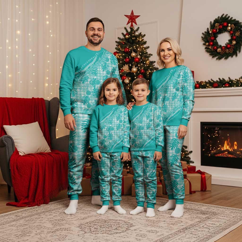 Hawaii Breadfruit Palaka Christmas Pajama Set Polu Opal Maile Lei - Polynesian Pride