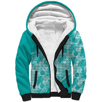 Hawaii Breadfruit Palaka Sherpa Hoodie Polu Opal Maile Lei LT9 Unisex Turquoise - Polynesian Pride