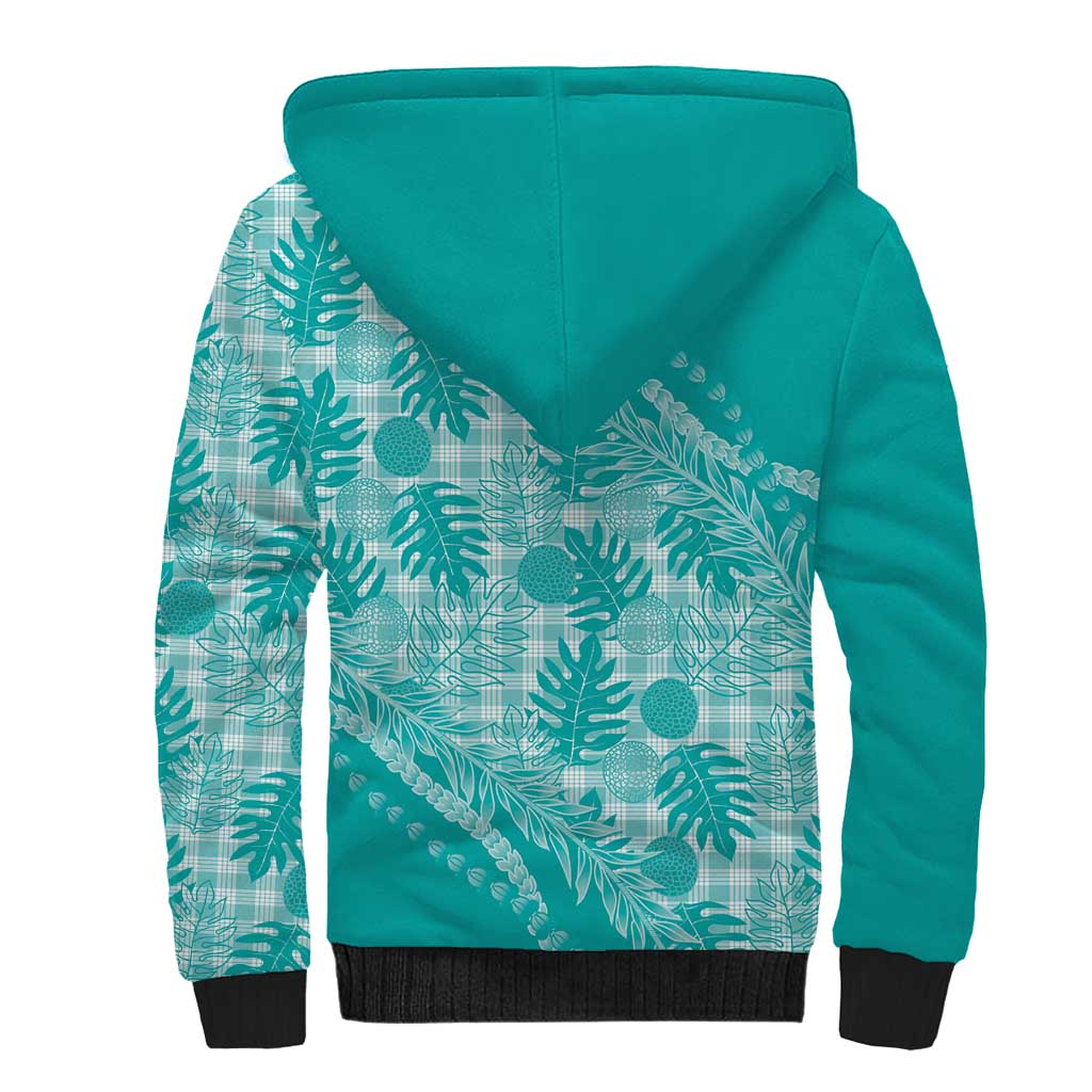 Hawaii Breadfruit Palaka Sherpa Hoodie Polu Opal Maile Lei LT9 - Polynesian Pride
