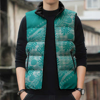 Hawaii Breadfruit Palaka Sleeveless Puffer Jacket Polu Opal Maile Lei - Polynesian Pride