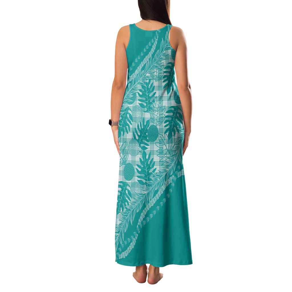 Hawaii Breadfruit Palaka Tank Maxi Dress Polu Opal Maile Lei LT9 - Polynesian Pride