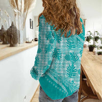 Hawaii Breadfruit Palaka Women Casual Shirt Polu Opal Maile Lei - Polynesian Pride
