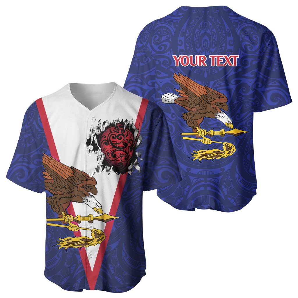 American Samoa Heart Tribal Personalized Baseball Jersey Polynesian Patterns