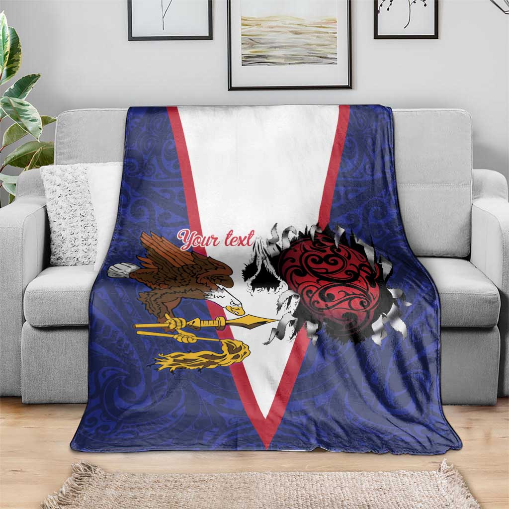 American Samoa Heart Tribal Personalized Blanket Polynesian Patterns