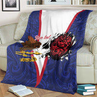 American Samoa Heart Tribal Personalized Blanket Polynesian Patterns