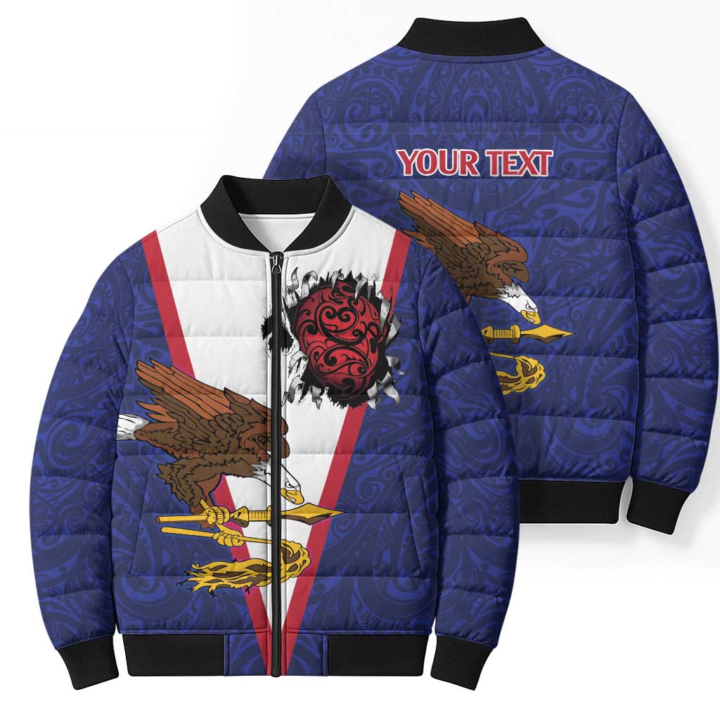 American Samoa Heart Tribal Personalized Bomber Puffer Jacket Polynesian Patterns