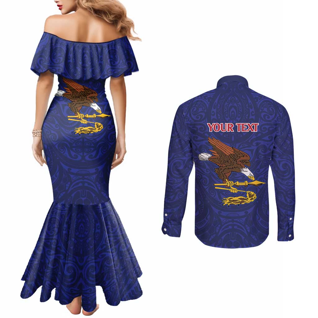 American Samoa Heart Tribal Personalized Couples Matching Mermaid Dress and Long Sleeve Button Shirt Polynesian Patterns