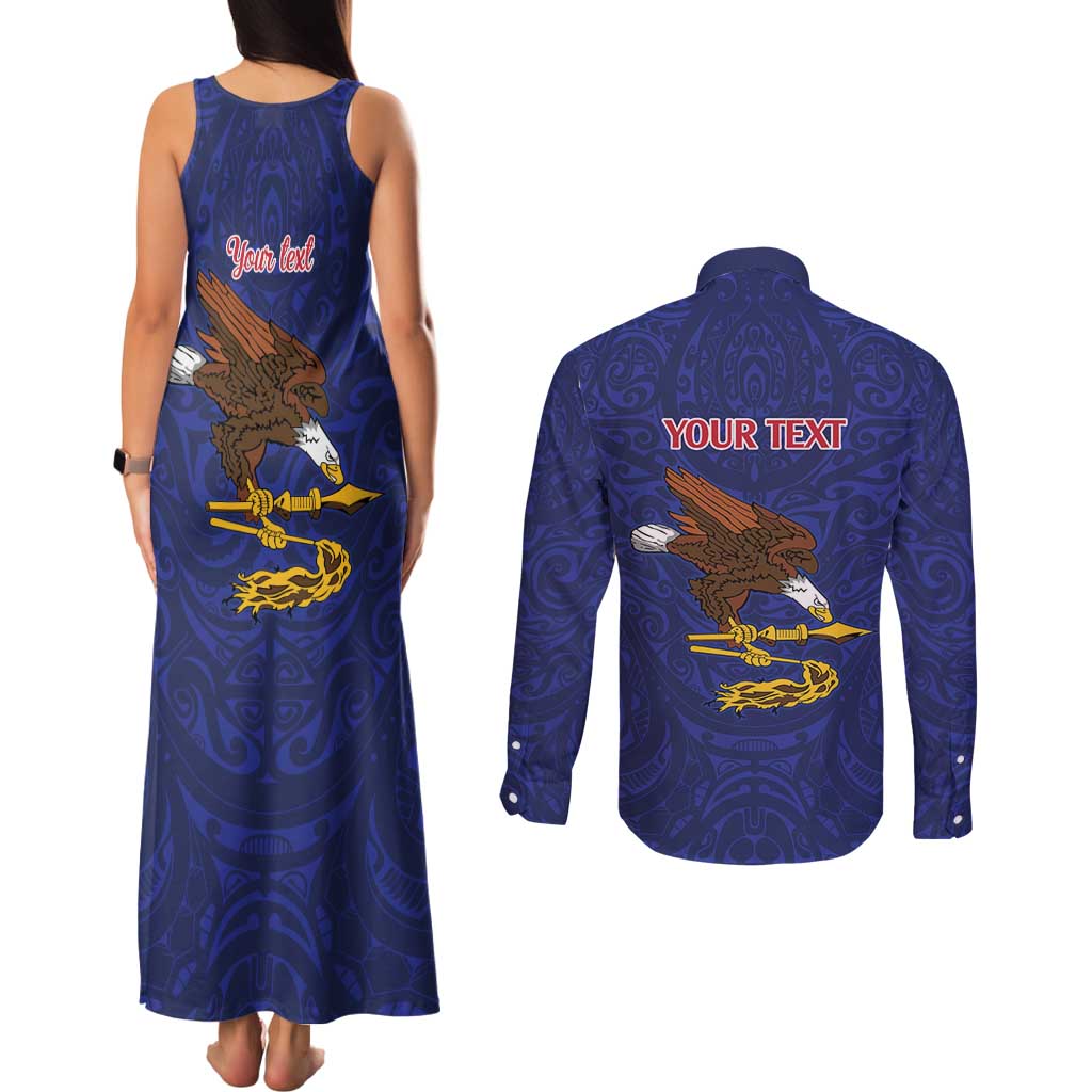American Samoa Heart Tribal Personalized Couples Matching Tank Maxi Dress and Long Sleeve Button Shirt Polynesian Patterns