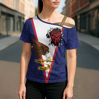 American Samoa Heart Tribal Personalized Cross Shoulder Shirt Polynesian Patterns