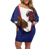 American Samoa Heart Tribal Personalized Family Matching Off Shoulder Short Dress and Hawaiian Shirt Polynesian Patterns